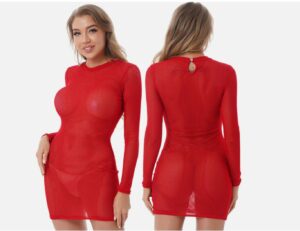 Womens Mesh Fishnet Bodycon Dress See-through Babydolls Nightwear Bikini Cover Ups. Soft fabric, breathable, good stretchy, comfy to touch and wear, makes you feeling well. see-through dress highlights your charming curve and makes you more attractive. Great for date night, Valentine’s Day, honeymoon, bridal gift, vacation, beach, pool party. Please check the size clearly before purchasing, hand wash cold recommend.